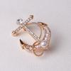 Rhinestone Anchor Brooches for Women Unisex Pearl Boat Tool Pins Banquet Party Backpack Gifts Jewelry Accessories