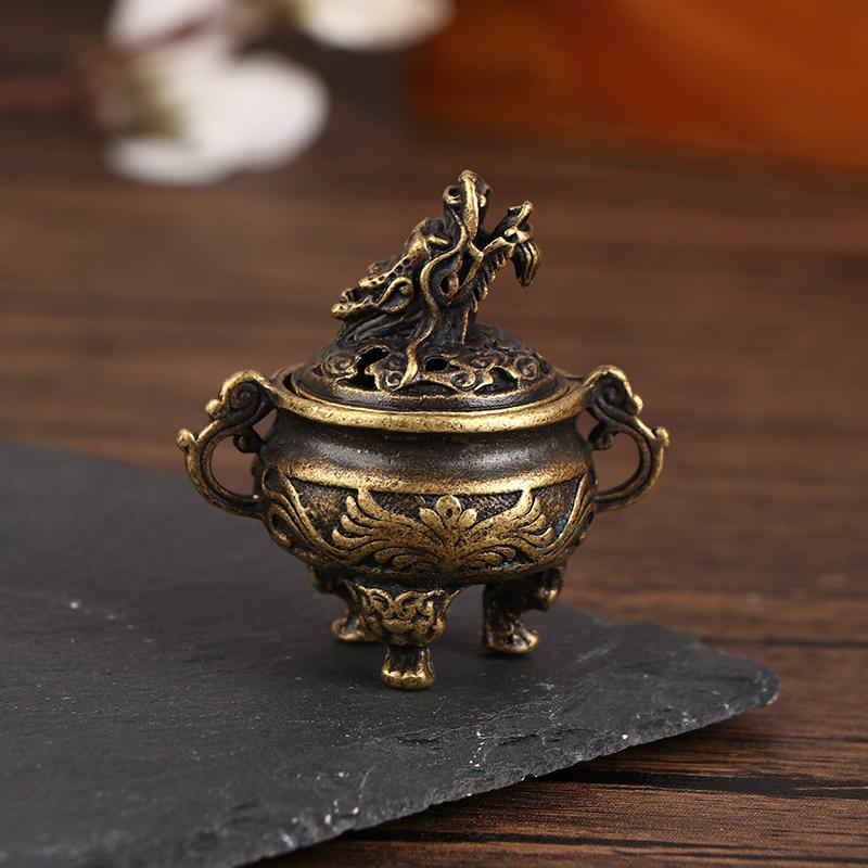 1Pc Retro Alloy Small Lotus Mountain Hollow Out Incense Stick Burner Incense Holder With Cover Home Decoration Crafts
