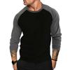 Spring and Summer New Men's Fitness Long Sleeve Color Blocked Round Neck T-shirt Base Shirt Basketball Training Shirt Top