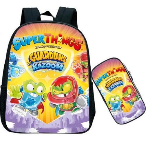 Backpack Fashion Polyester Student Schoolbag Oxford Cloth Cartoon Children'S Backpack Satchel Pencil Case Set