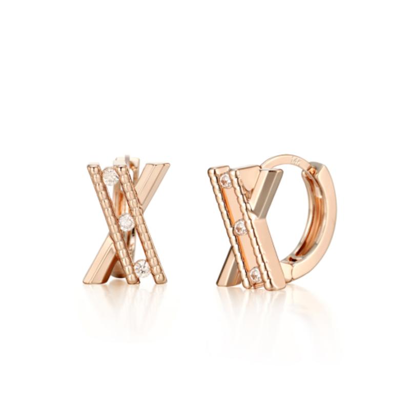CRANNE 14k Cross One-Touch Earrings (Gold Pin) C24EGP130