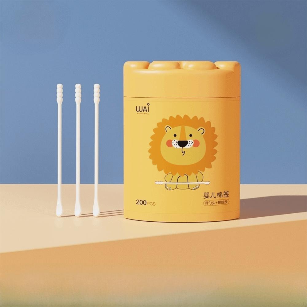 

Convenient Double-headed Cotton Swabs Disposable with Packing Box Makeup Cotton Swabs Cleaning Cotton Bud Home Use жёлтый