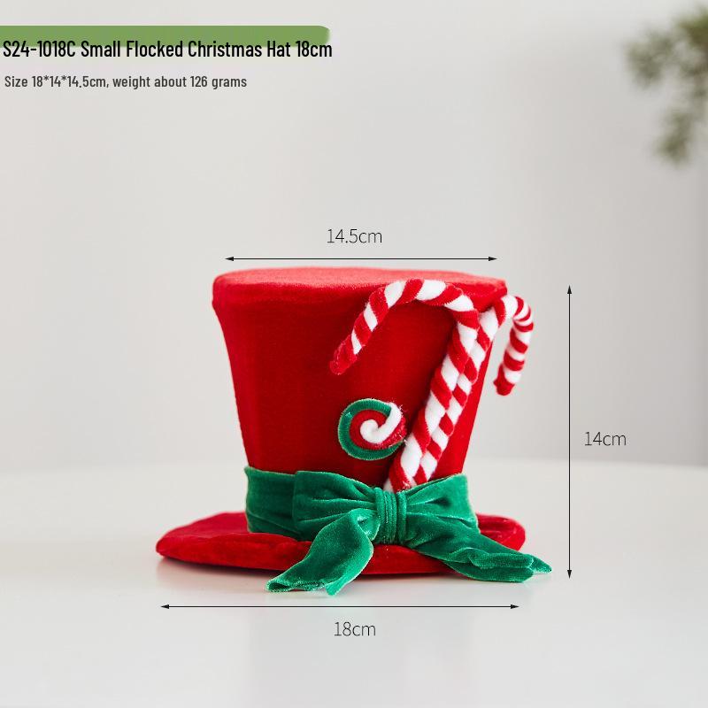 Flocked Christmas Hat Ornaments for Window Scene Decoration