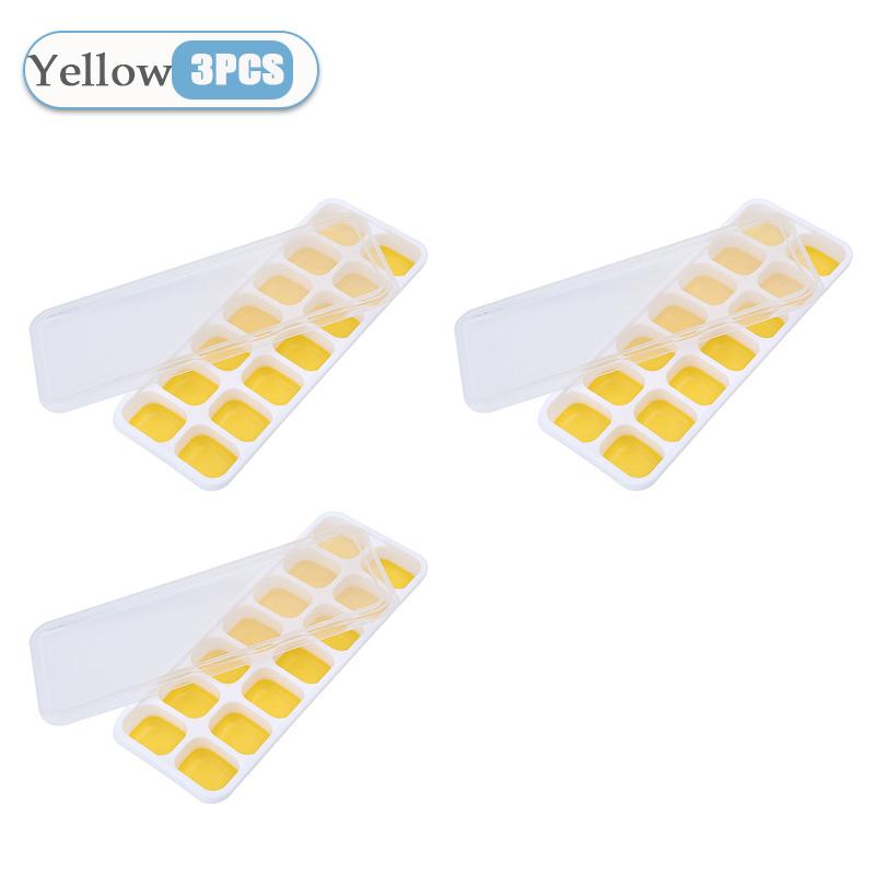 1-5PCS 6 Grid and 14 Grid Square Ice Cube Trays with Lids Silicone Soft Bottom Easy Release Mold for Homemade Ice