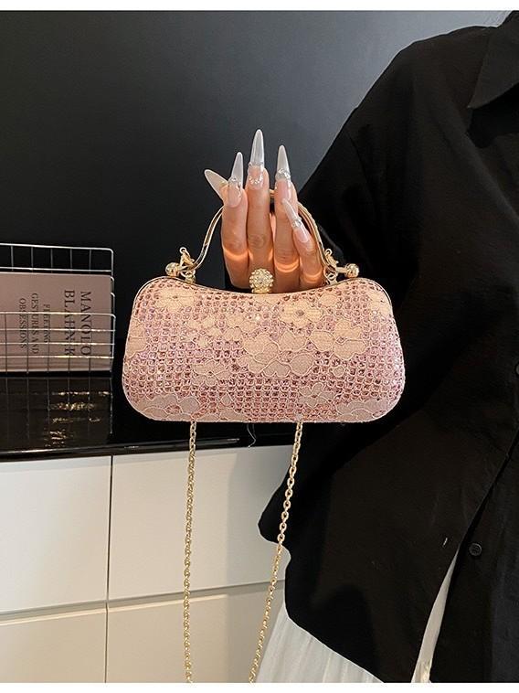 Fashion Chain Evening Bag For Women With Pu Material And Lock Closure For Daily Wear
