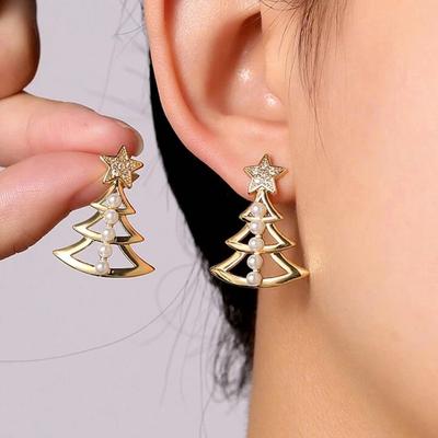 Christmas Light Luxury Style Stud Earrings, Christmas Design Earrings, Temperament Lady