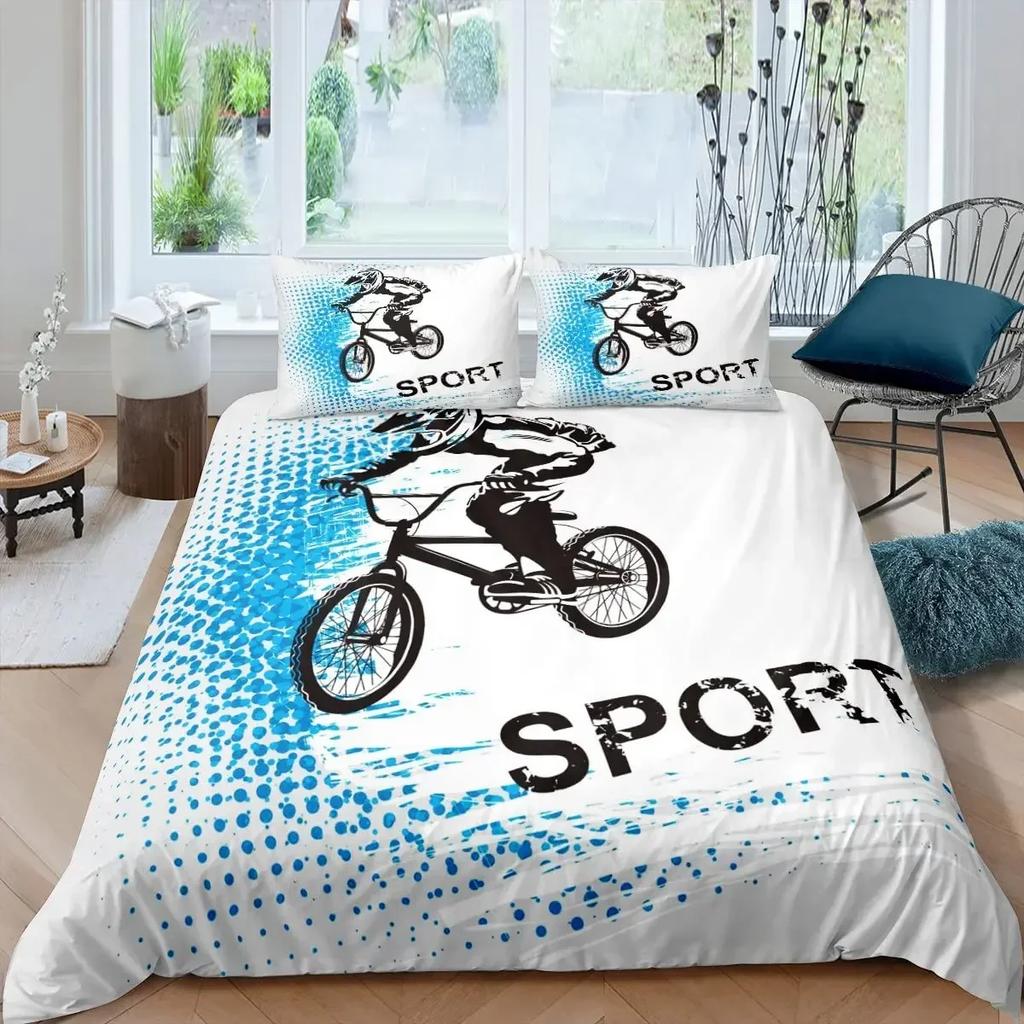 Bicycle Mountain Bike Sport Game Tie Dye Pattern Comfortable Duvet Quilt Cover Pillowcase Bedding Set Decoration Home Textile