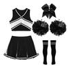 Girl Cosplay Cheerleader Costume Cheerleading Uniform Outfit Sequins Crop Top Skirt with Socks School Girls Dancewear Sets
