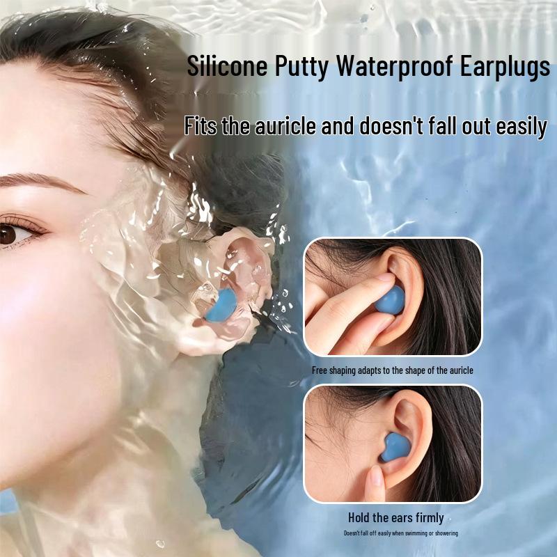 Silicone Waterproof Earplugs for Swimming and Bathing - Suitable for Children and Adults