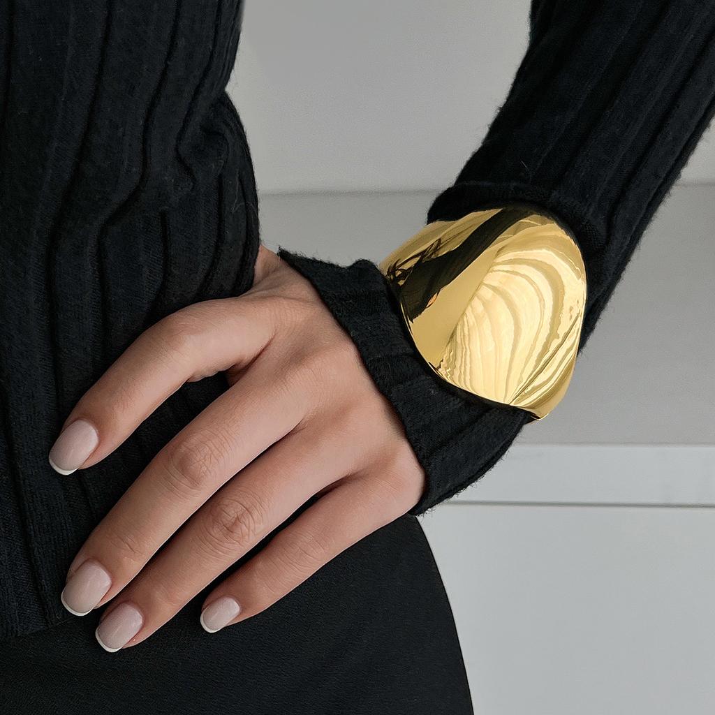 DIEZI Exaggerated Irregular Heavy Metal Smooth Wide Cuff Bangles New Vintage Fashion Geometric Bracelets For Women Men Jewelry