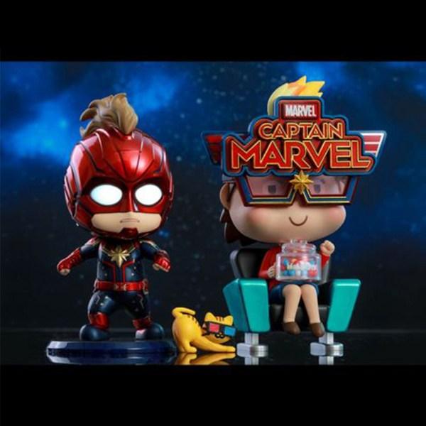 Hot Toys Cos Baby Captain Marvel & Moby Bobble Head Figure Set Korean Toy