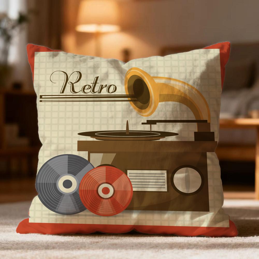 Hot Retro Speaker Cushion Cover Soft Washable Pillow Case Multi-Scene for Couch Bed Travel Office Use