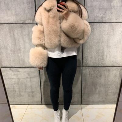 Winter New Women's Short Faux Fur Coat Flip Collar Warm Women's Fashion Artificial Fox Fur Large