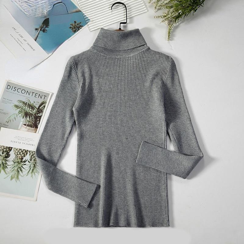 Женские свитера, осенне-зимние топы, тонкий женский пуловер, вязаный свитер, джемпер, мягкий теплый тянуть One Size серый