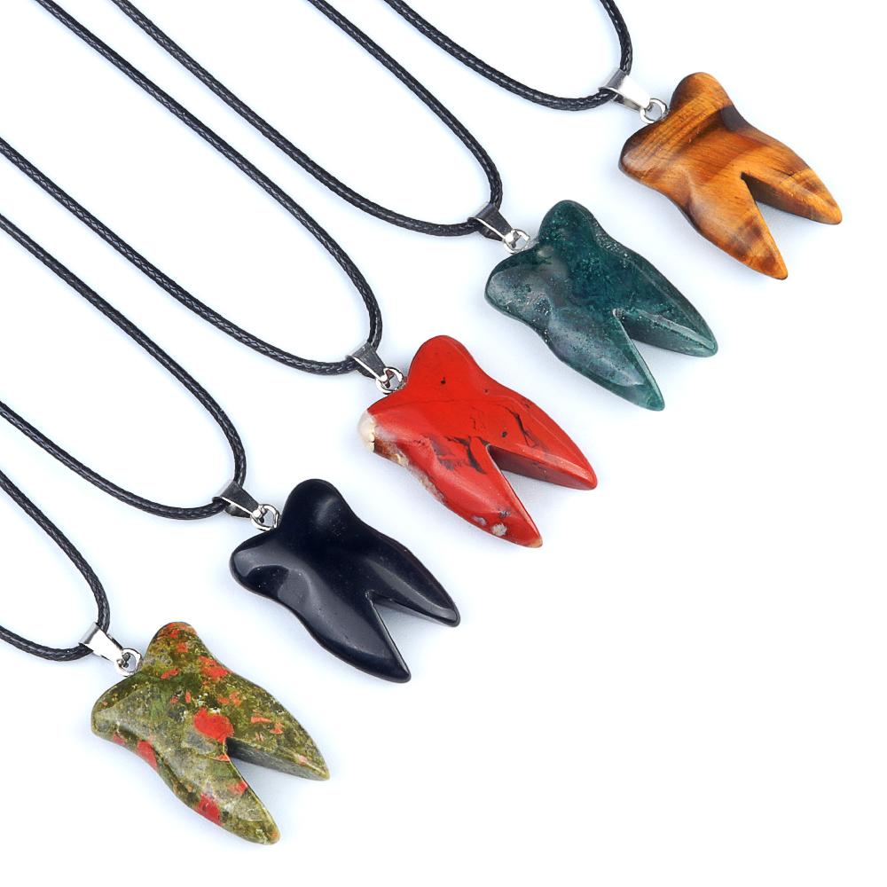 Ciondolo personalizzato in pietra naturale a forma di dente piccolo ciondolo per la creazione di gioielli fai da te collana orecchini accessorio