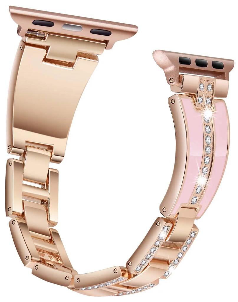 Resin+Metal Strap for Apple Watch 45mm 44mm 42mm 40mm 41mm 46mm 49mm Women Diamond Bracelet Iwatch Ultra 10 9 8 7 6 5 4 SE Band