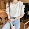 Spring and Summer Korean Style Niche Simple Three-quarter Sleeve Top Sweet and Stylish Slimming Short-sleeved T-shirt