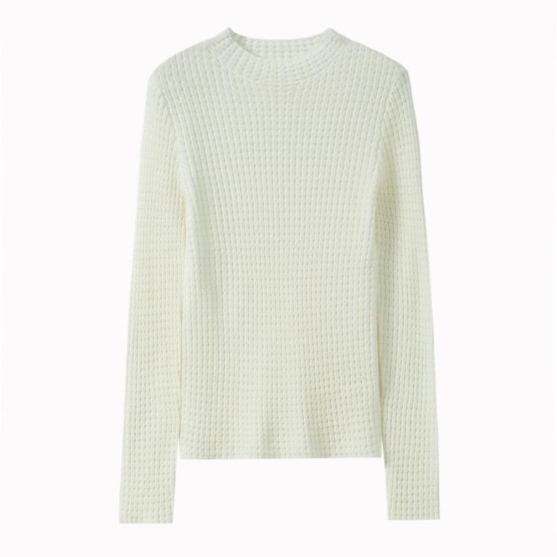 Detail exquisite semi-turtleneck slim-fit bottoming shirt full wool soft waxy temperament wool sweater