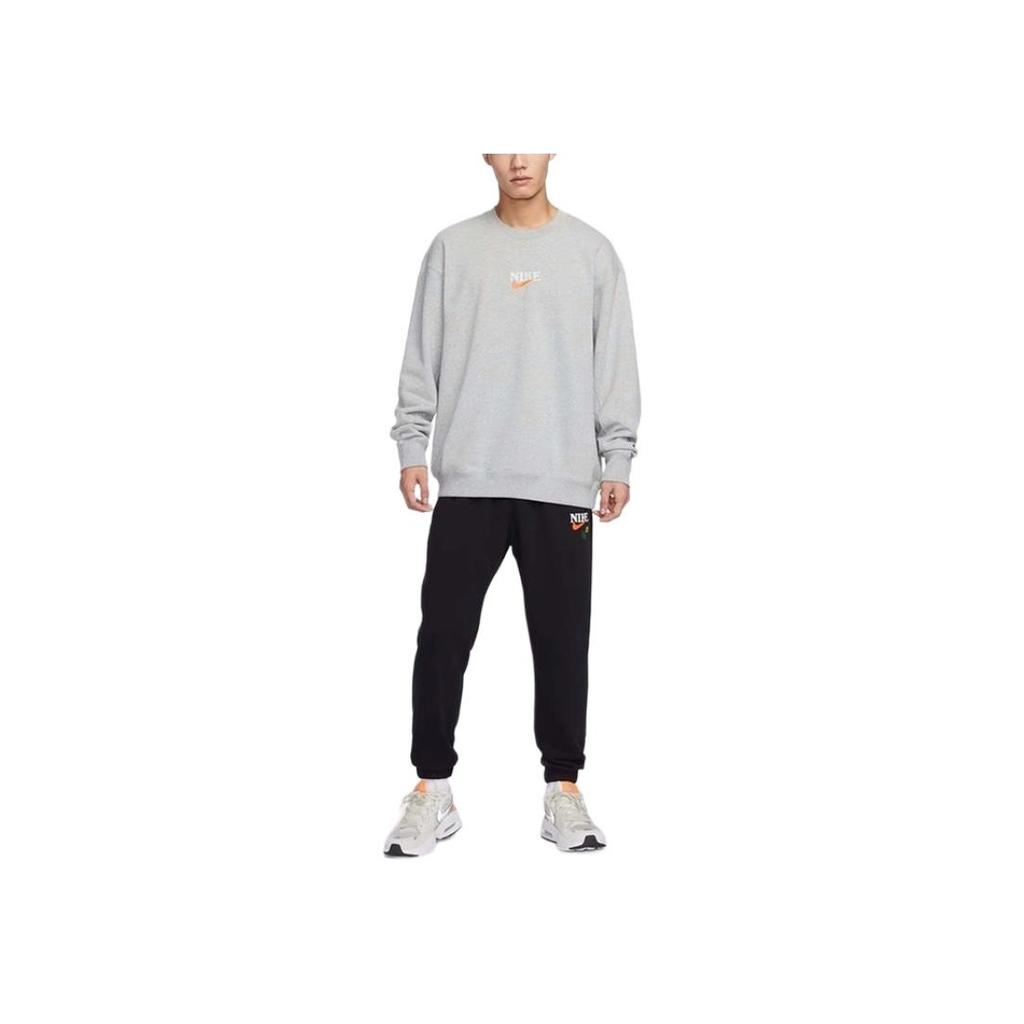 Nike Contrast Logo Design Mid-Waist Drawstring Knit Sports Pants Men Bottoms Black HF1114-010