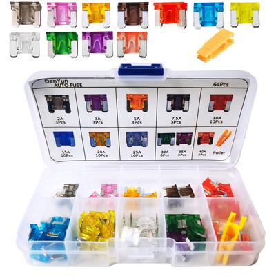 DanYun 64 Pcs Low Profile Fuse Mini Flat Fuse Car Fuse 2A 3A
