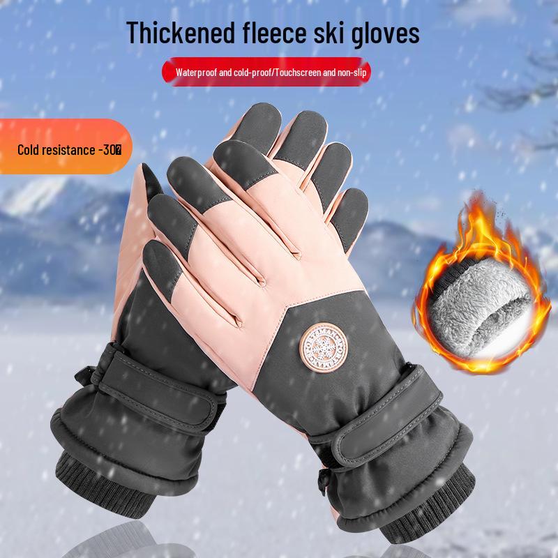 Winter Touchscreen Ski Gloves: Warm, Non-slip, Fleece-Lined, Windproof for Cold Weather Cycling and Electric Vehicle Use.