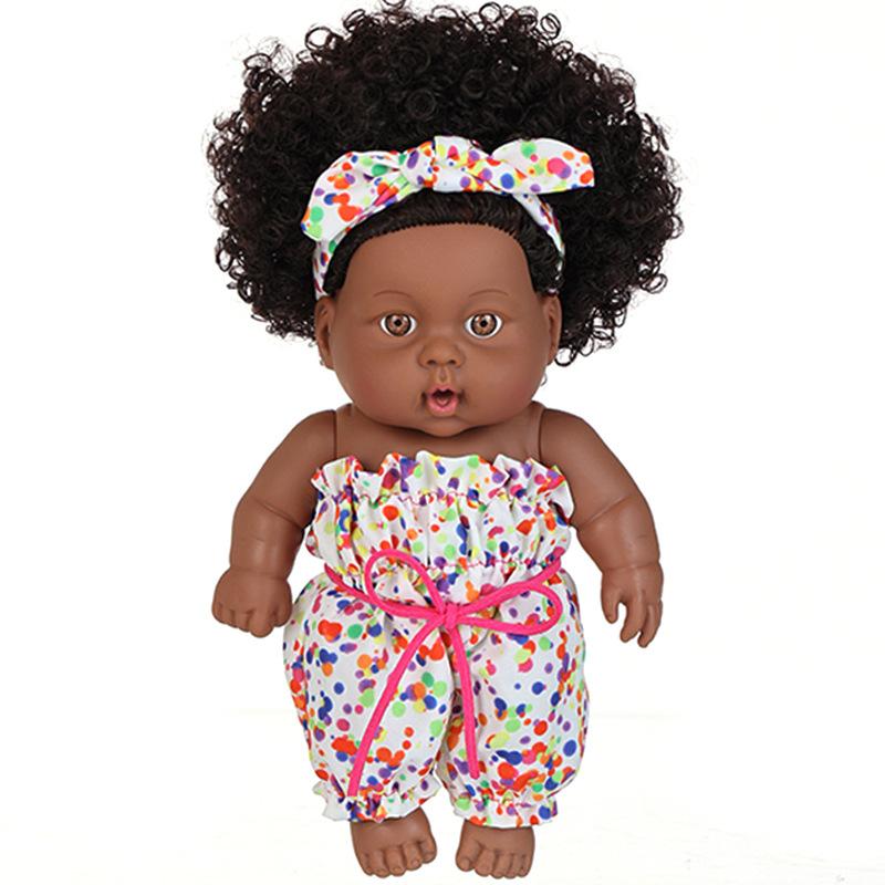 8 Inch Realistic African Baby Doll - 20cm Vinyl Reborn Doll, Cute Gift for Kids