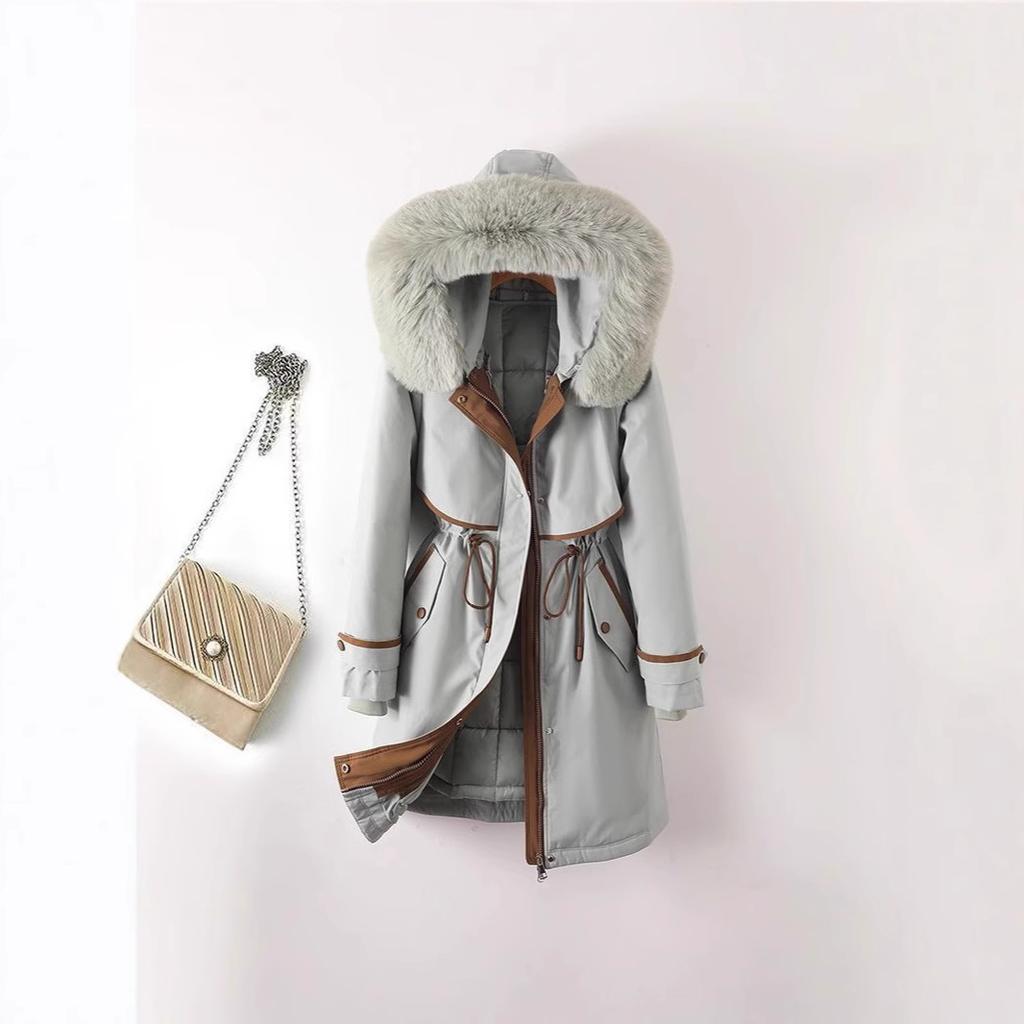 Winter pie overcomes the new women's down cotton-padded jacket waist thickening large size removable liner cotton-padded jacket tide