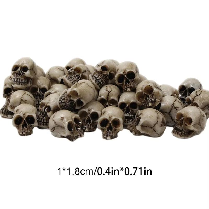 20pcs Miniature Resin Pumpkins And Skull For Decorating Halloweenparty Gifts Craft Diy 3d Home Horror Potted Plant Decoration