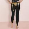 Girls Black Golden Glitter Print Full Length Stretch Waist Fitted Yoga Leggings