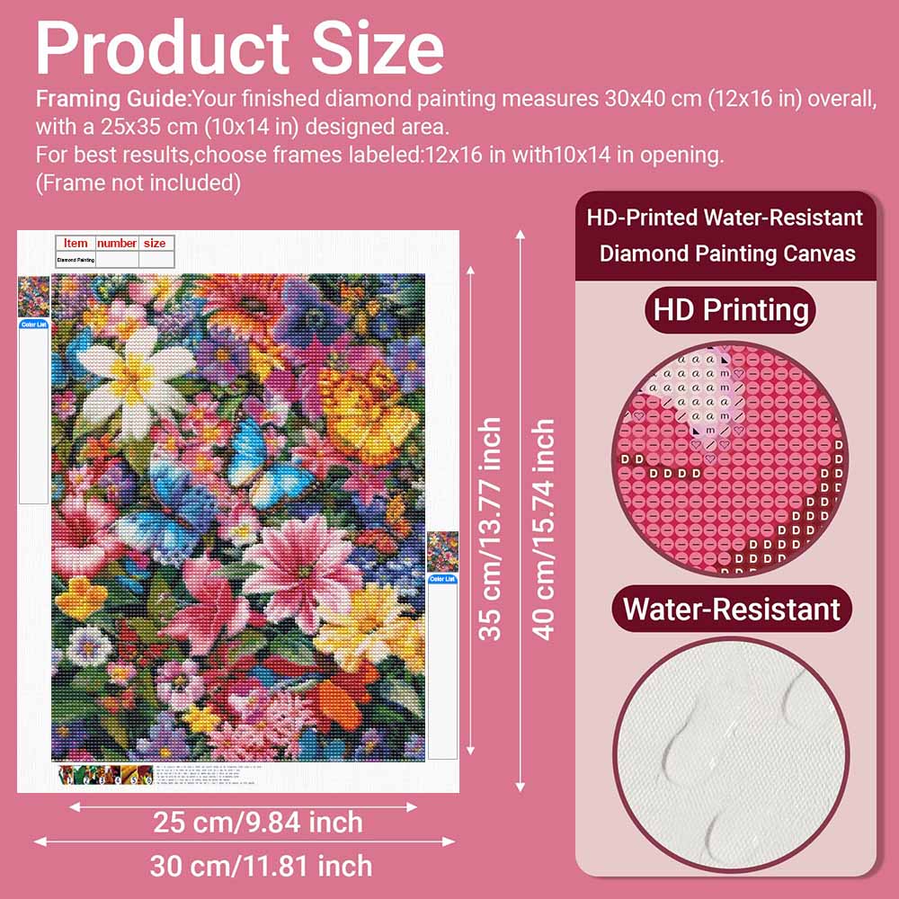 Diamond painting DIY colorful floral and butterfly art kit for home room decoration