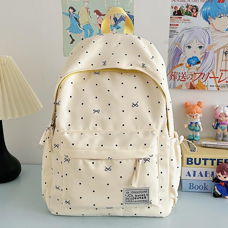 Schoolbag Schoolbag Junior High School Girls Girl Heart Atmosphere Polka Dot Bow Versatile High Value Female Student Backpack High School