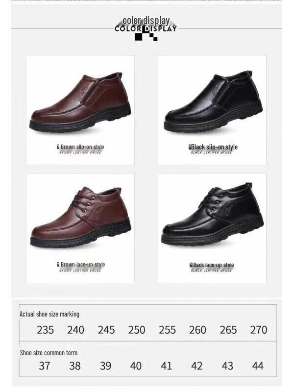 Herren Warme High-Top Winterstiefel: Dicke, mit Plüsch gefütterte Lederschuhe für Väter mittleren Alters und ältere Väter