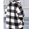 Winter Warm Jacket Women's Plaid Thick Plush Pocket Cardigan Button Jackets