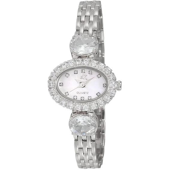 Adee Kaye Fancy Collection Кристальные акценты Перламутровый циферблат Кварцевые часы AK2730-S Женские белый