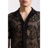 Summer Men's Mesh Lace Knit Short Sleeve Shirt Streetwear Hollow-Out Dance Perspective Shirts Nightclub Disco Performance Tops