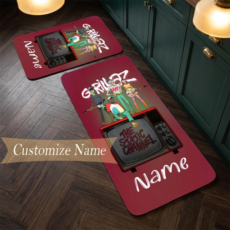 Gorillaz (14) Customize Name Flannel Kitchen Mat Soft Non-Slip Kitchen Floor Runner Rug for Home Kitchen Decor