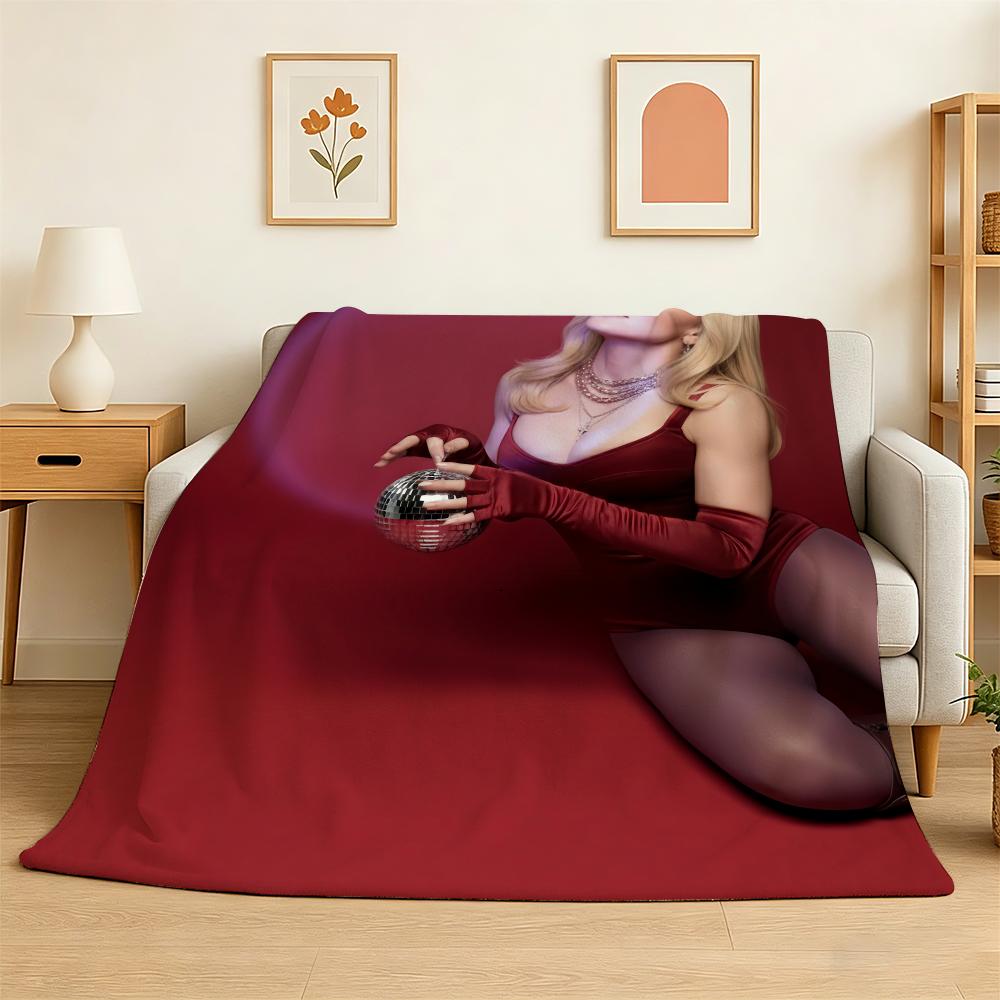 Madonna Singer Throw 240g Flannel Blanket Lightweight Soft Skin-friendly Summer Thin Throw Blanket 75X95CM