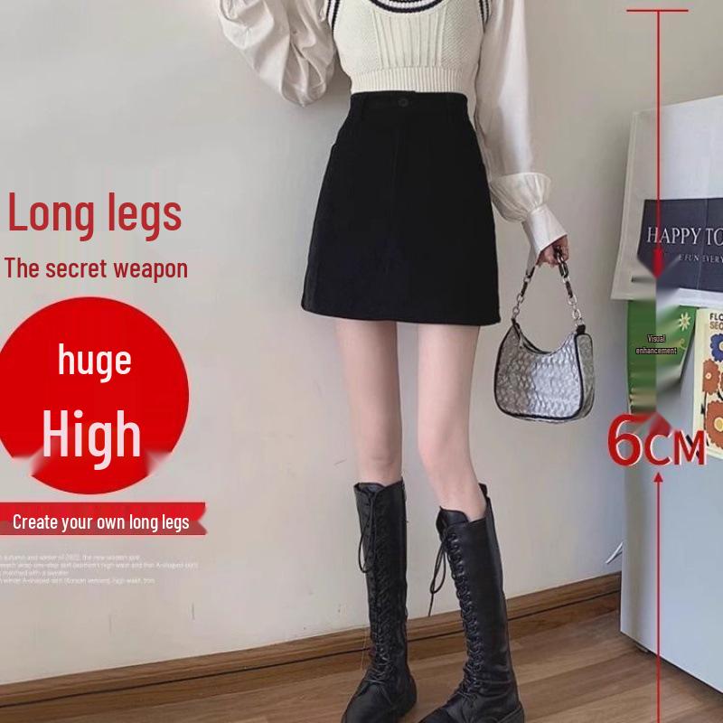 2024 Spring/Summer Retro Corduroy High-Waisted A-Line Midi Mini Hip Wrap Skirt for Women