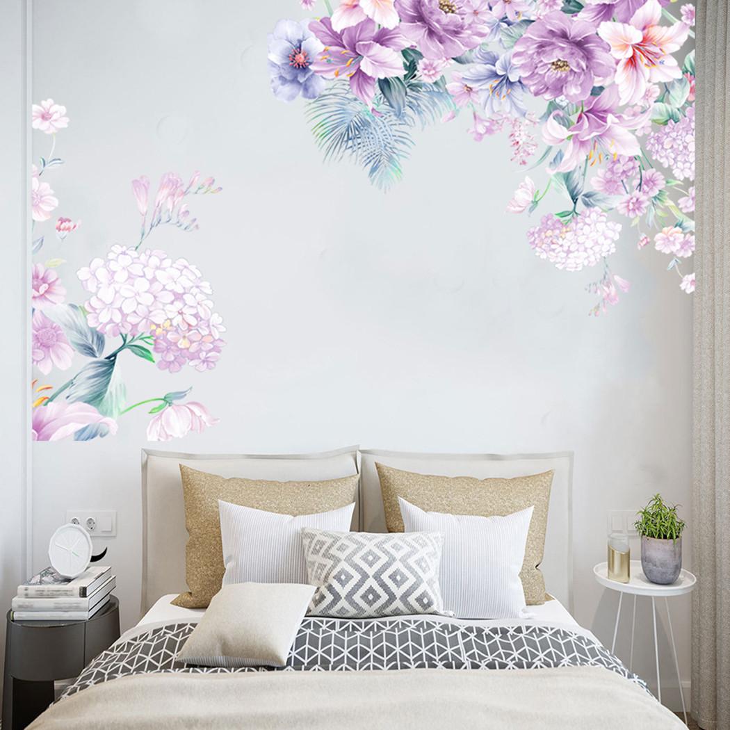 

1 Set Wall Stickers DIY Decal Decoration Green Harmless Home Living Room PVC Purple Peony Background Removable China Mainland