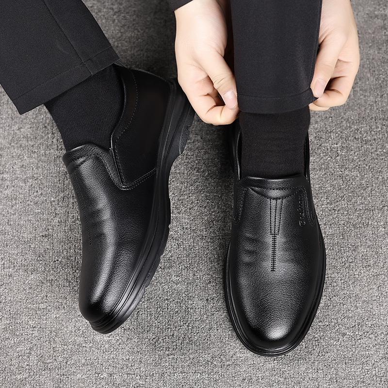 2025 Spring Autumn Men's Dress Shoes Casual Leather British Pointed Toe Black New Designer Shoes Male