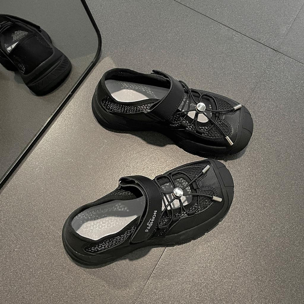 White high-end bag head thick-soled sports sandals women's 2025 new summer wear heightening soft-soled cool single shoes