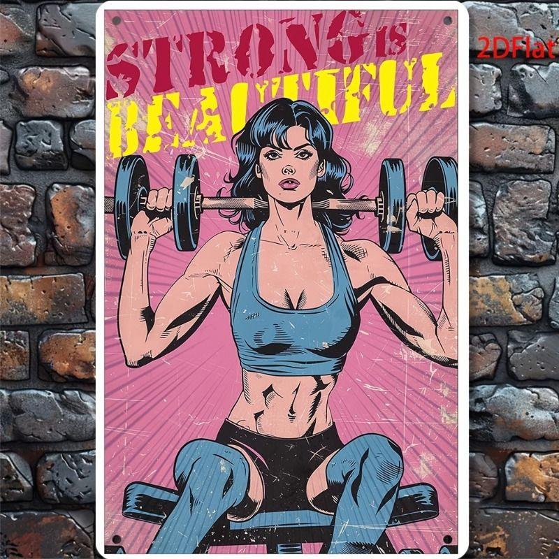 Gym Motivation Metal Tin Sign Fitness Weightlifting Dumbbell Wall Art Decor Home Gym Garage Man Cave Poster Painting