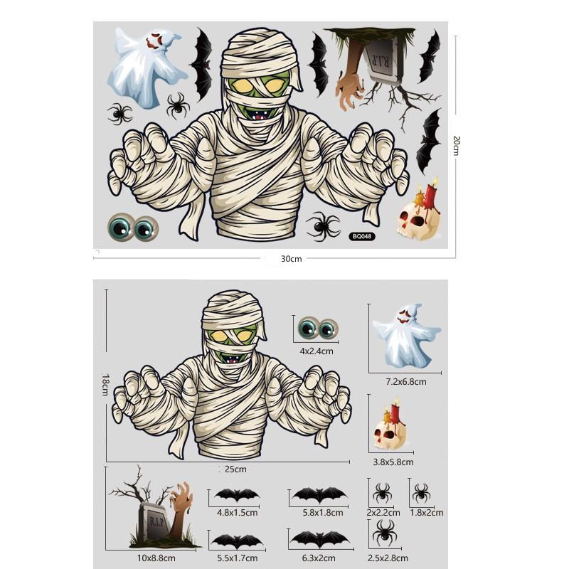 1 Pc Halloween Party Sticker  Ghost Spider Pumpkin Skeleton Sticker for DIY Decroate Window Static Electricity Sticker