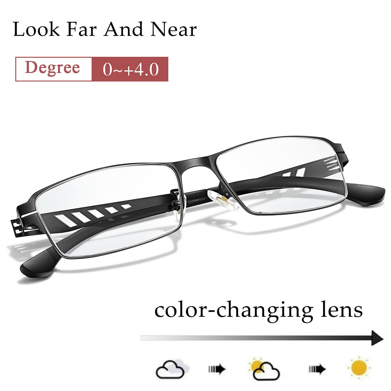 

Metal Frame Photochromic Anti-Blue Lights Reading Glasses Suitable For Grandparents Magazine Reading Presbyopic Eyewear 0