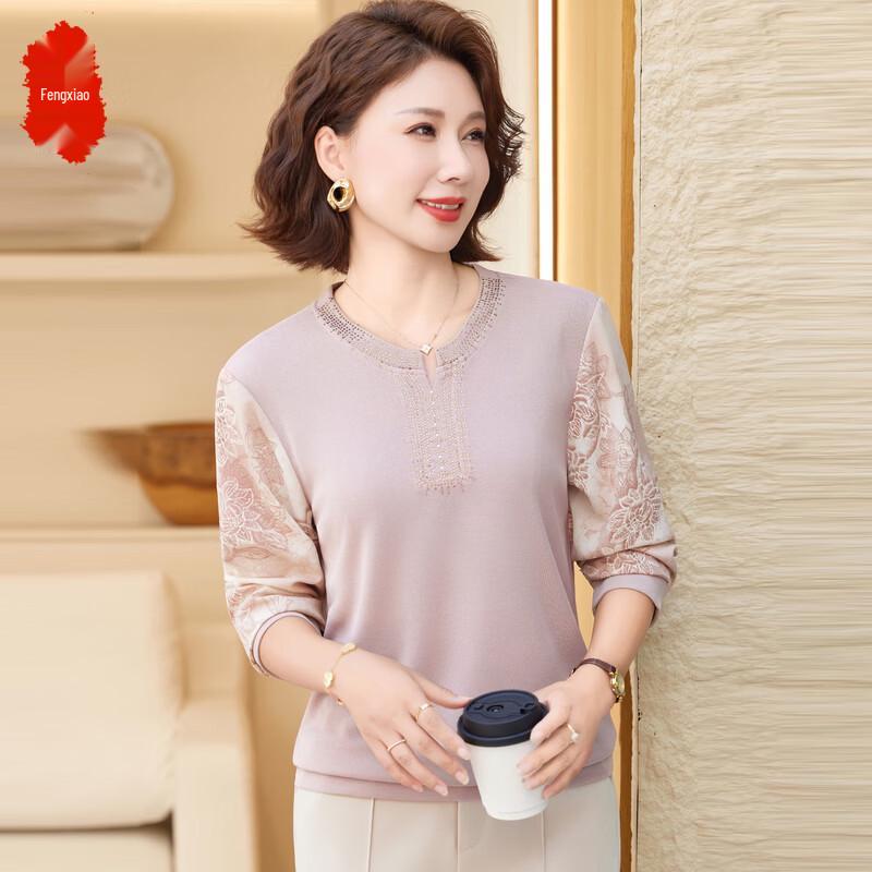 

Women s V-Neck Knitted Blouse with Gauze Sleeves EU 40
