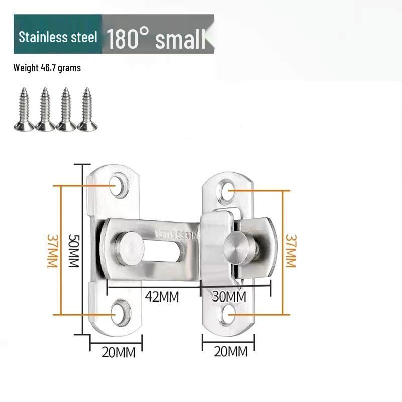 Black Stainless Steel 90° Door Latch Bolt for Home or Pet Doors