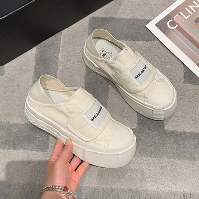 Big Head Ugly Cute Canvas Shoes Women's Spring New Lazy Two Wear One Pedal Velcro All-match Bread Shoes
