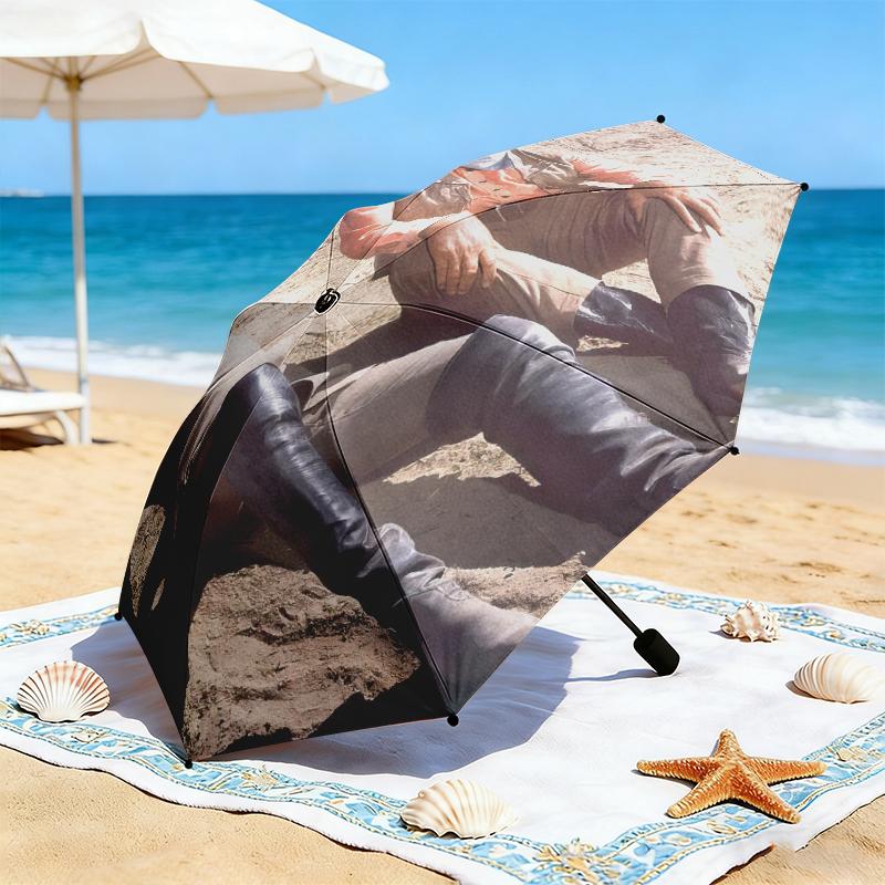 1pc Legendary John Wayne Umbrella Portable Folding Umbrella Iron Frame Hole Bone Structure Outdoor Home Umbrella