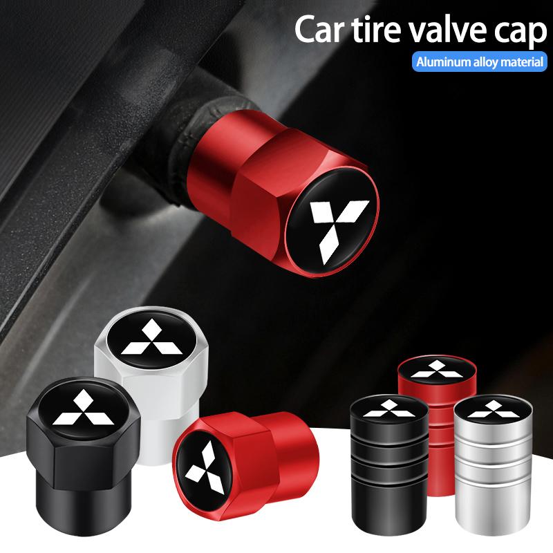 4 Stück Auto-Reifenventilkappen Metall Rad Staubkappen Zubehör für Mitsubishi Eclipse Lancer Pajero ASX Colt I200 Space Delica Ex