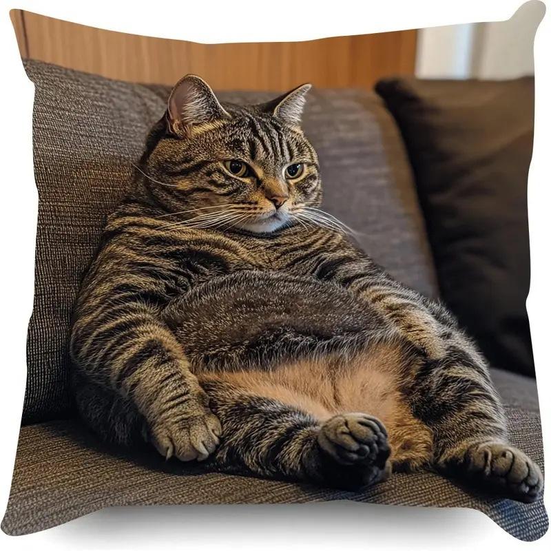 Vibrant Bohemian Style Short Plush Pillow Cover 45x45cm Charming Kitten Living Room Bedroom Decor (Pillow Insert Not Included)
